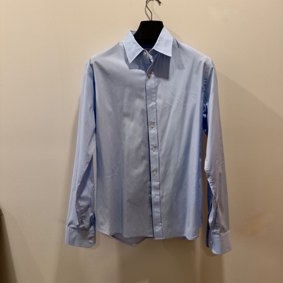 Teddy Stratford Classic Gabardine Shirt Light Blue M Slim Fit - Picture 6 of 7